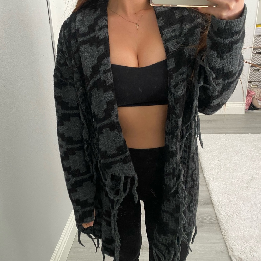 H&M Black and Grey Wool Jacket